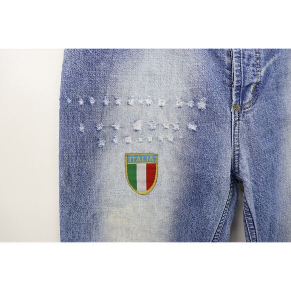 Dolce and Gabbana Jeans Men Distressed Blue Flags Size 36 W34 L 28.5 Soccer? - Picture 10 of 16